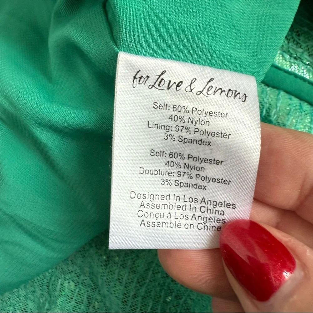 For Love & Lemons Madison Green Sequin Top Small NWT - Picture 6 of 8